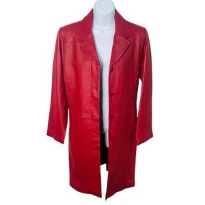 bagatelle Red Leather Longline Women's Jacket